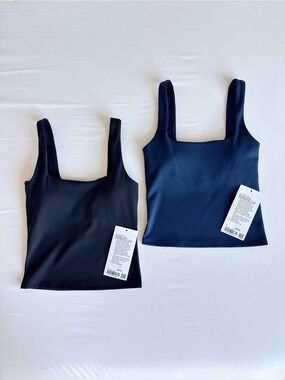 lululemon Wunder Under SmoothCover Tank Bundle Black & True Navy Size 2 NWOT